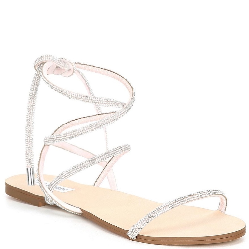 Steve Madden Twirl-R Rhinestone Embellished Ankle Wrap Sandals Size 9 NWT